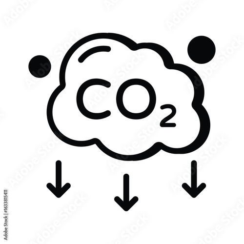 glyph style icon showing acid rain cloud with arrows