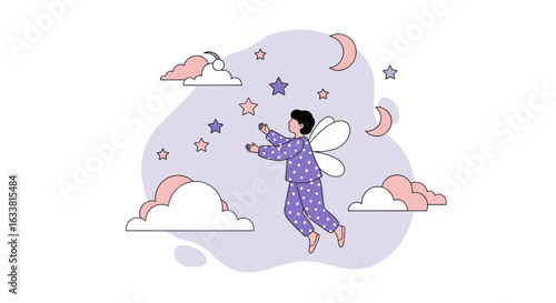 Enchanting Dreamer Reaching For The Stars In A Celestial Sleepy Night
