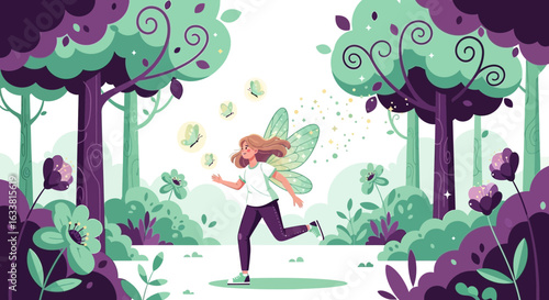 Enchanting Fairy Escapade In Forest Illustration For Childrens Storybooks