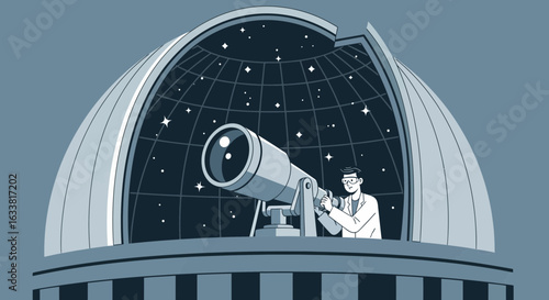 Exploring Distant Galaxies Astronomer Observes Cosmic Wonders Through Telescope