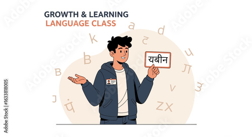 Engaging Language Instructor Presenting Word In Class For Linguistic Growth