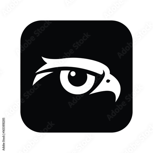 Hawk eye logo vector illustration bird of prey symbol vision icon wildlife emblem sharp focus graphic
