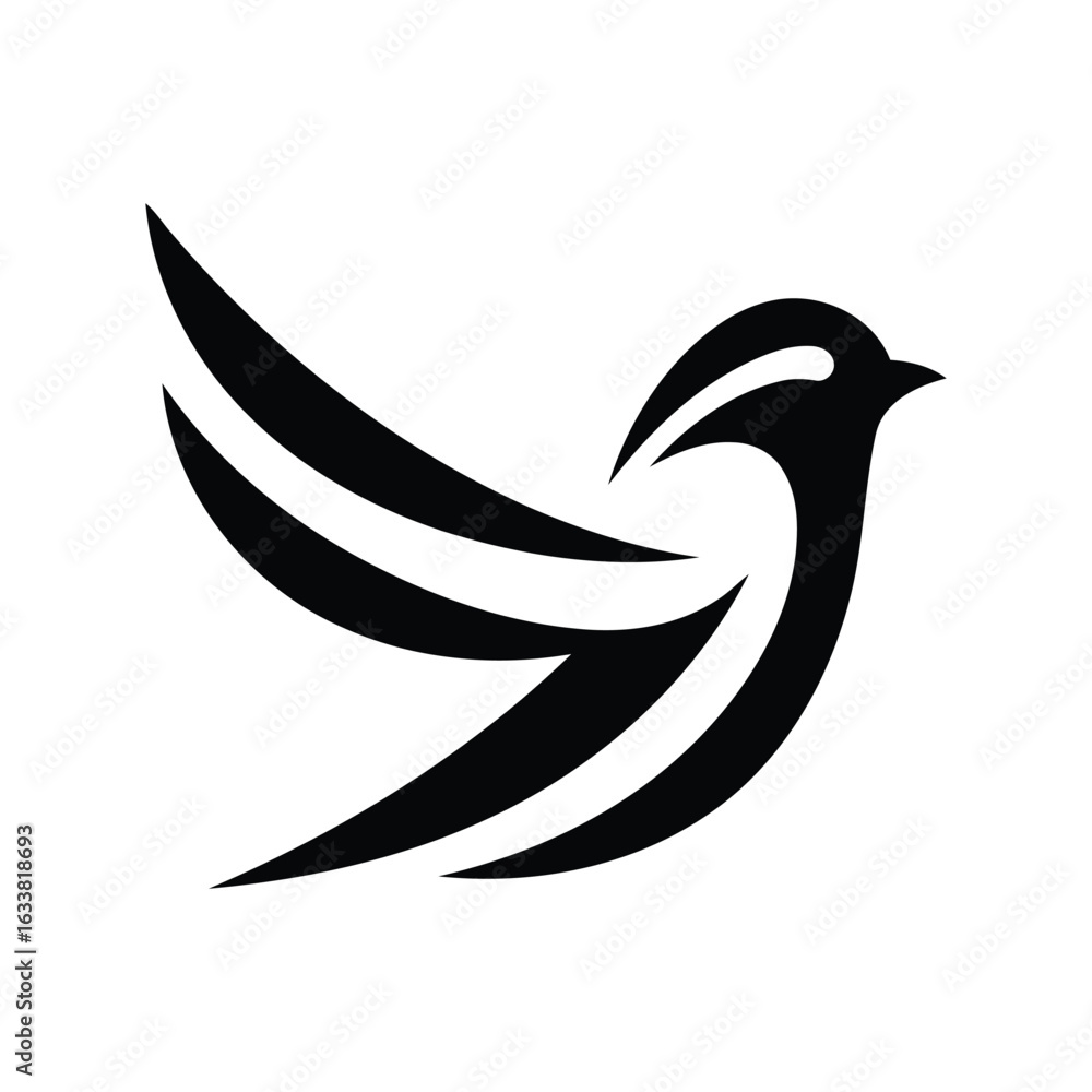 Obraz premium Abstract bird silhouette vector illustration flying animal icon minimalist winged creature graphic