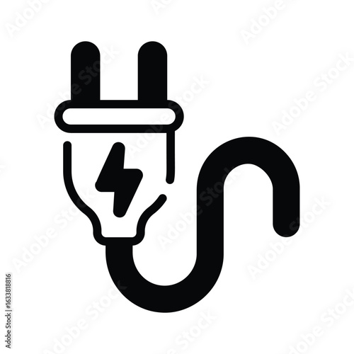 Creatively designed glyph icon deciding electric plug