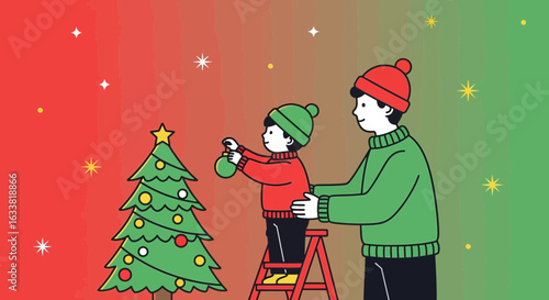 Family Decorating The Christmas Tree Together Generational Bonding Time Joyful Moment
