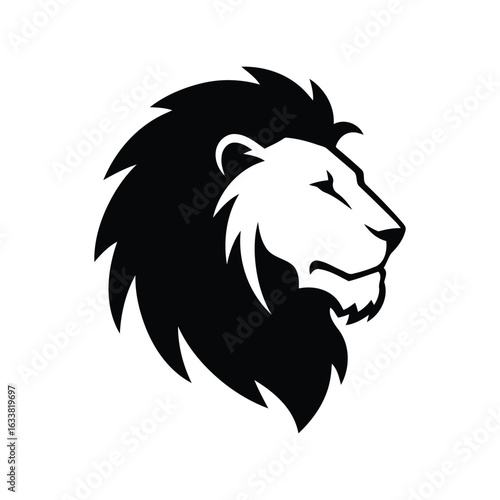 Wallpaper Mural Black and white lion head silhouette majestic animal profile powerful king of jungle vector illustration Torontodigital.ca