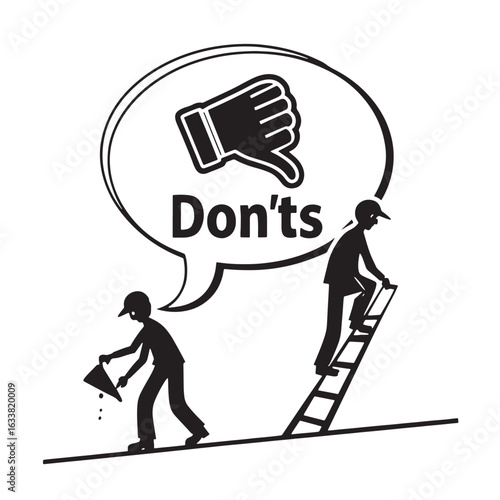 Don'ts Icon with Red Thumbs Down – Flat Design for Rules, Warnings & Training Materials