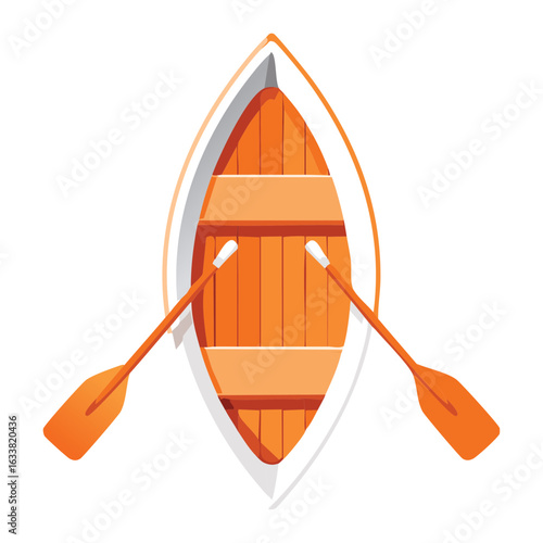 Wooden Rowboat and Oars For Recreation