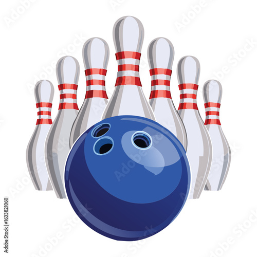 Classic Bowling Pins and Ball Illustration