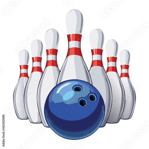Classic Bowling Pins and Ball Illustration