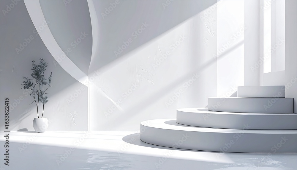 Fototapeta premium 白い空間と差し込む光のシンプルな背景 生成AI