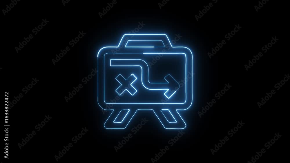 Strategy Plan Animation with Glowing Lines on Black Background Strategy Plan Animation with Glowing Lines on Black Background