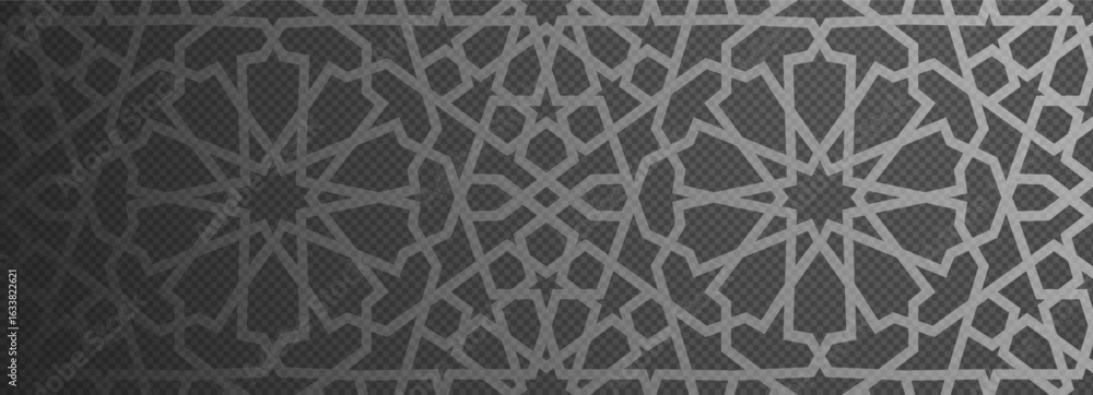 Fototapeta premium Islamic pattern shadow overlay effect. Ramadan Arabesque 3D geometric arches for Eid backgrounds.