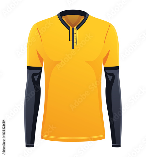 Yellow Sport T-shirt With Black Long Sleeves