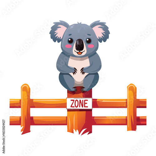 Photography Cute Koala Sitting On A Wooden Fence