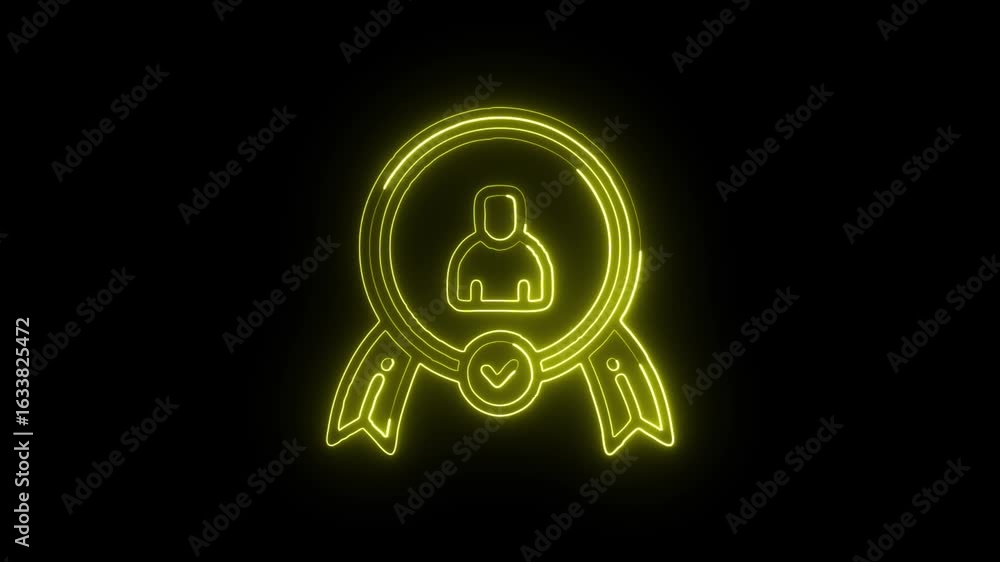User Achievement Animation with Glowing Lines on Black Background User Achievement Animation with Glowing Lines on Black Background