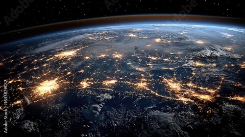 Wallpaper Mural Earth at night, city lights shining Torontodigital.ca