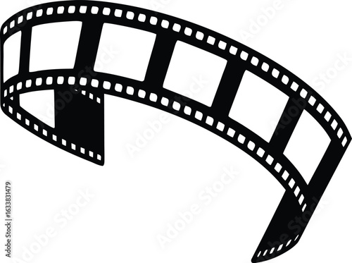 black and white movie reel vector art