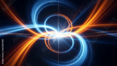 Wallpaper Mural Abstract depiction of swirling blue and orange light trails against a dark background Torontodigital.ca