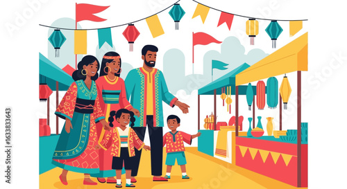 Cultural Celebration: A Family's Joyful Outing At Traditional Community Fair