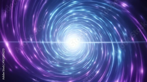 Swirling vortex of light with purple and blue hues