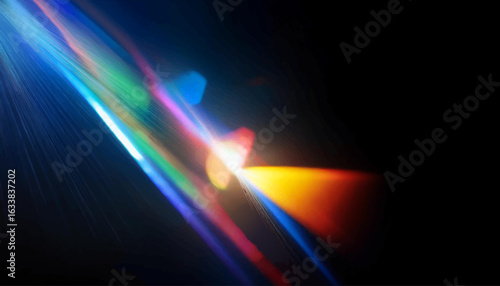 Rainbow crystal light leak flare reflection vector illustration. Lens colorful set. Iridescent crystal leak glare reflection effect. Optical rainbow lights, glare, leak, streak overlay.