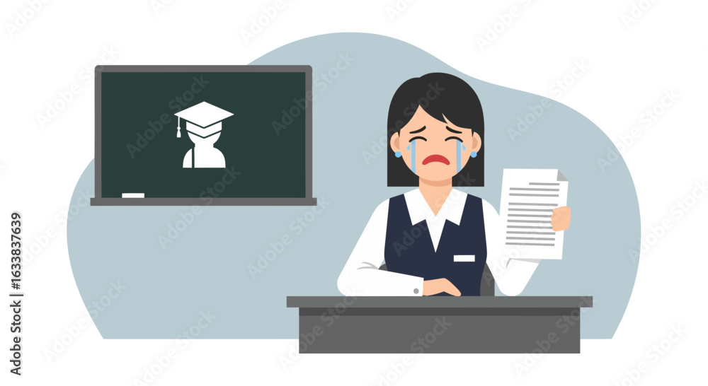 Distraught Educator With Challenging Student Performance Review And Graduation Dreams Distraught Educator With Challenging Student Performance Review And Graduation Dreams