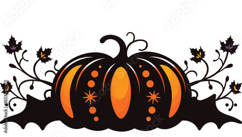 A smiling carved pumpkin with an evil face, a classic Halloween jack-o'-lantern decoration, is an isolated orange vegetable vector perfect for the spooky October season