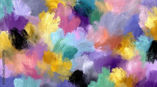 Abstract painting with bold colors and brushstrokes