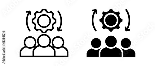 Team Management multiple icon set of two.line and glyph vector illustration