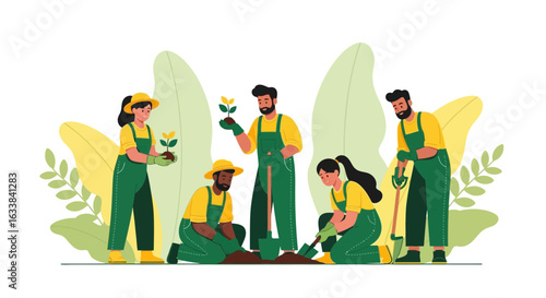 Diverse Team Contributing To Sustainable Planting And Cultivating Future Growth