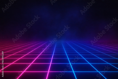 Wallpaper Mural Retro futuristic neon grid background Torontodigital.ca