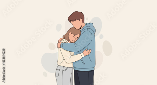 Comforting Embrace Young Couple Expressing Compassion And Support In Difficult Times