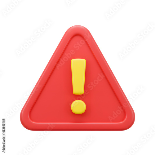 Cartoonish red triangle with yellow exclamation point