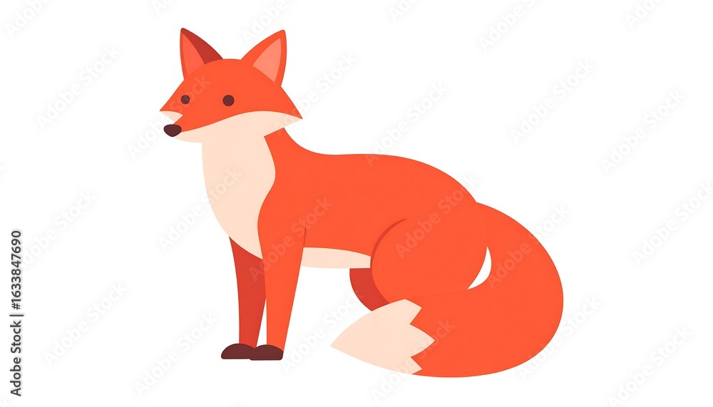 Fototapeta premium Sitting red fox illustration