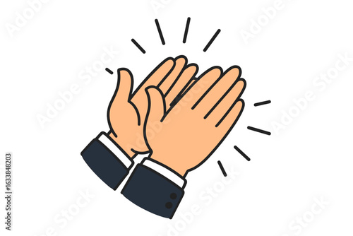 Applause hands clapping vector illustration. Cartoon hands clap in celebration, success, recognition. Applauding, appreciation, achievement, business reward. Isolated transparent background.