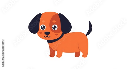 Adorable Cartoon Puppy Orange and Black Dog Illustration