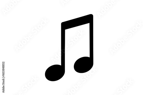 Black music note icon vector. Musical symbol on transparent background. Eighth note, quaver. Classic audio sign for sheet music, apps, web. Isolated simple melody element. Modern flat illustration.