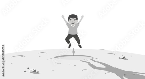 Boy's Dream of Astronautic Flight on the Lunar Surface, Joyful Adventure