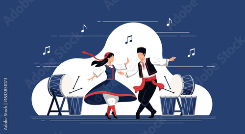 Captivating Folk Dance Performance Embracing Cultural Tradition And Rhythmic Harmony