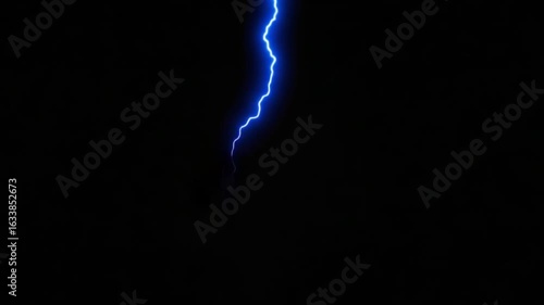 Lightning Striking Bolt with Intense Electric Discharge — 4K HD Video Footage Download, Dramatic Dark Sky, Stunning Natural Phenomenon, Blue Electric Spark