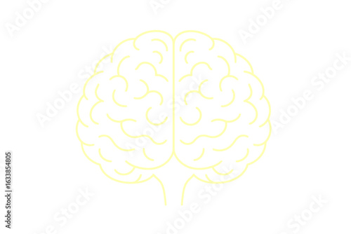 Glowing human brain outline vector, neural network, artificial intelligence, digital mind, neuroscience concept, mental health, transparent background, cerebral cortex, sci-fi illustration