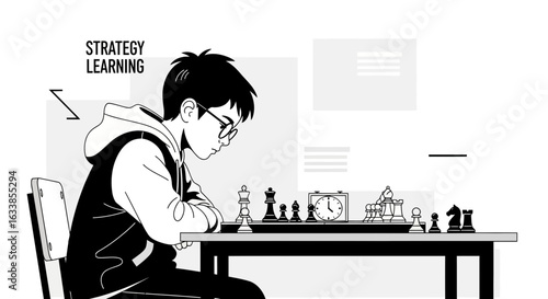 Boy Plays Chess To Improve Logical Thinking Skills And Cognitive Abilities