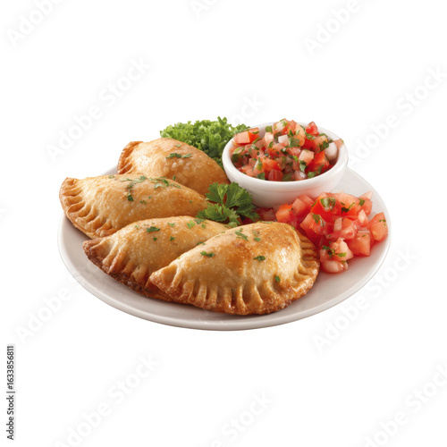 Delicious Golden Brown Empanadas with Fresh Pico de Gallo Salsa