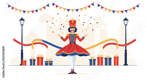 Celebration And Festivities With Nutcracker And Colorful Decoration