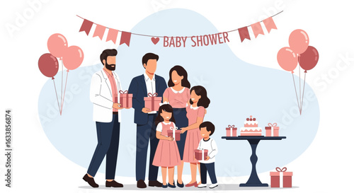 Celebration Of A New Beginning At A Baby Shower With Adorable Family