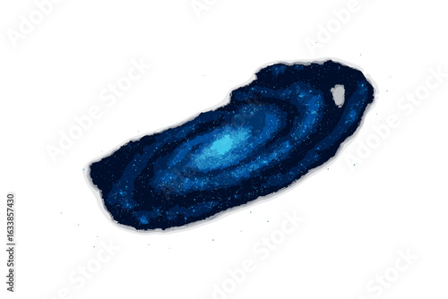 Spiral galaxy vector illustration, glowing blue Milky Way, cosmic nebula, star cluster night sky, deep space astronomy, realistic galactic cloud, universe background, science concept art