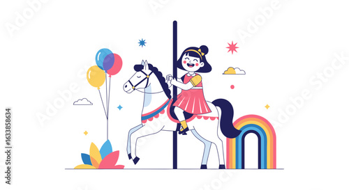 Cheerful Carousel Ride A Whimsical Delight For Children And Fun Lovers