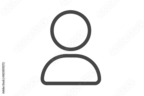 Minimalist user avatar icon outline. Simple profile symbol for website design, mobile app interface, login screen, account registration. Basic head and shoulders silhouette. Clean vector illustration.