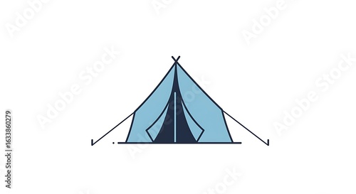 Simple camping tent icon. Vector line art illustration for outdoor adventure, hiking, and travel concepts isolated on white background.